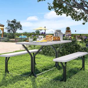 imageYITAHOME 8FT Folding Tables Heavy Duty Folding Table with Carrying Handle Plastic Fold up Table for Outdoor Camping Picnic PartiesIndoor Events BlackLight Gray