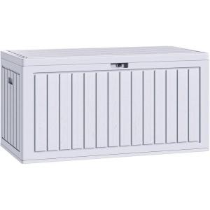 imageYITAHOME 90 Gallon Large Deck Box DoubleWall Resin Outdoor Storage Boxes Deck Storage for Patio Furniture Cushions Pool Float Garden Tools Lockable ampamp Waterproof BlackWhite