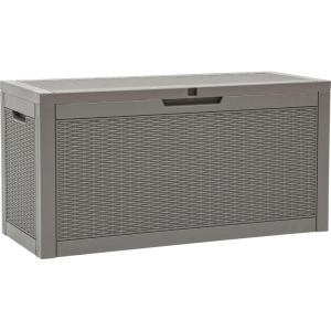 imageYITAHOME 90 Gallon Large Deck Box DoubleWall Resin Outdoor Storage Boxes Deck Storage for Patio Furniture Cushions Pool Float Garden Tools Lockable ampamp Waterproof BlackTaupe