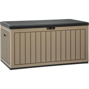 imageYITAHOME 90 Gallon Large Deck Box DoubleWall Resin Outdoor Storage Boxes Deck Storage for Patio Furniture Cushions Pool Float Garden Tools Lockable ampamp Waterproof BlackBlackBrown
