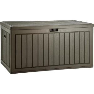 imageYITAHOME 90 Gallon Large Deck Box DoubleWall Resin Outdoor Storage Boxes Deck Storage for Patio Furniture Cushions Pool Float Garden Tools Lockable ampamp Waterproof BlackLight Brown