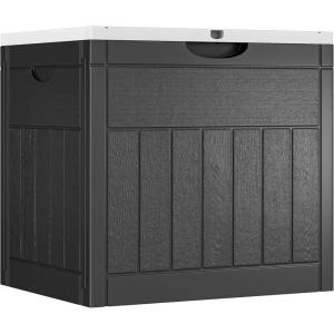 imageYITAHOME 90 Gallon Large Deck Box DoubleWall Resin Outdoor Storage Boxes Deck Storage for Patio Furniture Cushions Pool Float Garden Tools Lockable ampamp Waterproof BlackDark Gray
