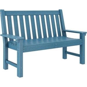 imageYITAHOME Garden Bench All Weather Outdoor Bench for 23 Persons FadeRot Resistance Patio Benches for Park Porch Patio ampamp Backyard GreyBlue