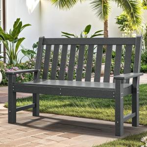 imageYITAHOME Garden Bench All Weather Outdoor Bench for 23 Persons FadeRot Resistance Patio Benches for Park Porch Patio ampamp Backyard GreyGrey