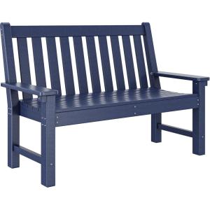 imageYITAHOME Garden Bench All Weather Outdoor Bench for 23 Persons FadeRot Resistance Patio Benches for Park Porch Patio ampamp Backyard GreyNavy