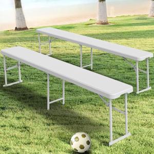 imageYITAHOME HDPE Garden Bench All Weather Outdoor Bench wMax Bearing 661LBS 23 Persons Patio Bench FadeRot Resistance for Park Porch Patio ampamp Backyard BlueWhite