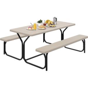 imageYITAHOME Ice Table 4FT Folding Ice Cooler Table with Drain and Detachable Skirt Portable Ice Tables for Parties BBQ Camping Picnic WhiteLight Brown