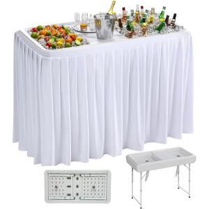 imageYITAHOME Ice Table 4FT Folding Ice Cooler Table with Drain and Detachable Skirt Portable Ice Tables for Parties BBQ Camping Picnic WhiteWhite