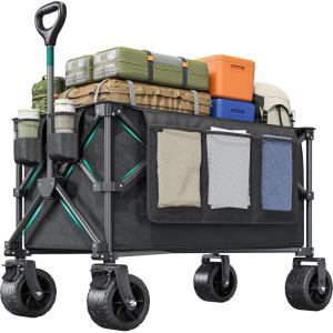 imageYITAHOME Large Collapsible Garden Cart wRemovable Canopy Heavy Duty Outdoor Foldable Garden Cart wRear Storage and Flexible Swivel Wheels for Shopping Picnic Camping SportsGreyBlack