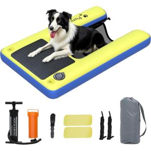 imageYITAHOME Large Dog Water Ramp Inflatable Dog Floating Ladder Up to 200 Pounds with PumpRopeRepair Kit Dog Floats for Pool Lakes Boats Docks