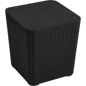 imageYITAHOME Outdoor Resin Storage Container 33Gallon Round Deck Organizer for Patio Cushion Pool Accessories Lightweight ampamp Weatherproof Doubles as Table Light BrownBlack