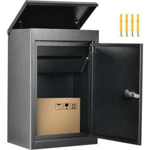 imageYITAHOME Package Delivery Boxes for Outside 189x15x354 inch Large Parcel Drop Box with Coded Lock AntiTheft Lockable Waterproof Parcel Storage Box for House Porch Curbside Black20H