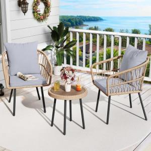 imageYITAHOME Patio Furniture Set with Ottoman 6 Pieces Outdoor Conversation Sets Wicker L Shape Outdoor Couch with Cushions and Side Table Patio Sectional Furniture for Backyard PorchLight Grey