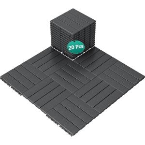 imageYITAHOME Plastic Interlocking Deck Tiles 20 Pack Waterproof Outdoor Flooring All Weather Use Durable ampamp SlipResistant Suitable for Patio Garden Deck Poolside Backyard 12x12 Inches Dark Grey