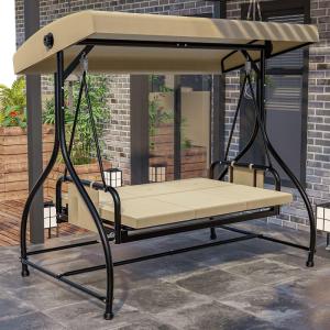 imageYITAHOME Porch Swing Bed 3Seats Outdoor Patio Swing Heavy Duty Swing ChairSwing Chair