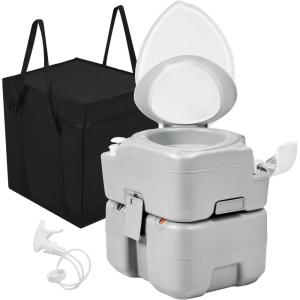 imageYITAHOME Portable Toilet Camping Porta Potty 58 Gallon with Diagonal Deepened and Enlargerd Bowl Hand Sprayer Level Indicator Carry Bag Portable Toilet for Adults RV Travel Boat and TripsExtended Diagonal SeatBagSprayer