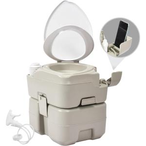 imageYITAHOME Portable Toilet Camping Porta Potty 58 Gallon with Diagonal Deepened and Enlargerd Bowl Hand Sprayer Level Indicator Carry Bag Portable Toilet for Adults RV Travel Boat and TripsDiagonal SeatSprayer