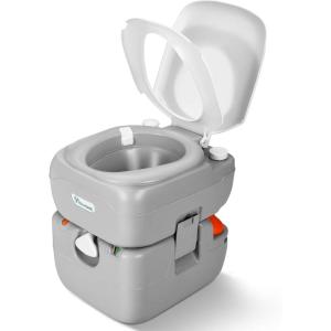 imageYITAHOME Portable Toilet Camping Porta Potty 58 Gallon with Diagonal Deepened and Enlargerd Bowl Hand Sprayer Level Indicator Carry Bag Portable Toilet for Adults RV Travel Boat and TripsStandard Seat