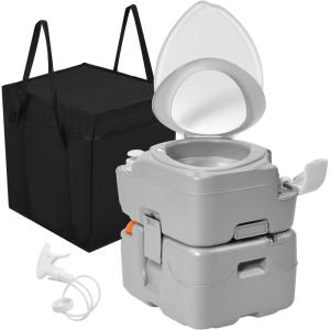 imageYITAHOME Portable Toilet Camping Porta Potty 58 Gallon with Diagonal Deepened and Enlargerd Bowl Hand Sprayer Level Indicator Carry Bag Portable Toilet for Adults RV Travel Boat and TripsExtended DiagonalBagSprayer