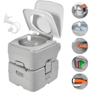imageYITAHOME Portable Toilet Camping Porta Potty 58 Gallon with Diagonal Deepened and Enlargerd Bowl Hand Sprayer Level Indicator Carry Bag Portable Toilet for Adults RV Travel Boat and TripsStandardBagSprayer