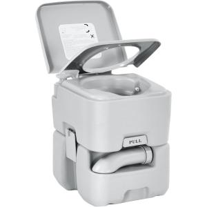 imageYITAHOME Portable Toilet Camping Toilet Travel RV Toilet53 Gallon Detachable Waste Tank Double Water Spouts Portable Toilet for Camping Hiking Hunting Boating GrayDouble Watwer OutletsHandle Flush Pump Wheels