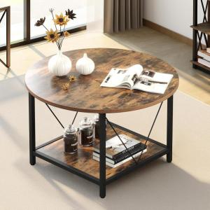 imageYITAHOME Rustic Coffee Table with Storage 5 Tier Center Living Room Table 47quot Farmhouse Wood Rectangle Cocktail Tea Table Modern Industrial Accent Table wArched Metal Frame for Home Decor BrownRustic Brown
