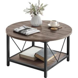 imageYITAHOME Rustic Coffee Table with Storage 5 Tier Center Living Room Table 47quot Farmhouse Wood Rectangle Cocktail Tea Table Modern Industrial Accent Table wArched Metal Frame for Home Decor BrownLight Grey