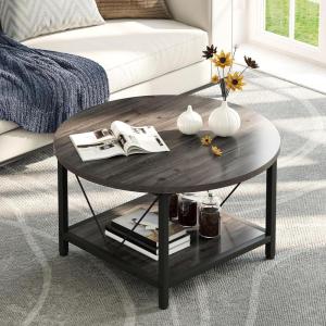 imageYITAHOME Rustic Coffee Table with Storage 5 Tier Center Living Room Table 47quot Farmhouse Wood Rectangle Cocktail Tea Table Modern Industrial Accent Table wArched Metal Frame for Home Decor BrownDark Grey