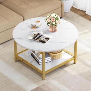 imageYITAHOME Rustic Coffee Table with Storage 5 Tier Center Living Room Table 47quot Farmhouse Wood Rectangle Cocktail Tea Table Modern Industrial Accent Table wArched Metal Frame for Home Decor BrownGold