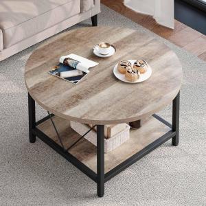 imageYITAHOME Rustic Coffee Table with Storage 5 Tier Center Living Room Table 47quot Farmhouse Wood Rectangle Cocktail Tea Table Modern Industrial Accent Table wArched Metal Frame for Home Decor BrownGrey Wash
