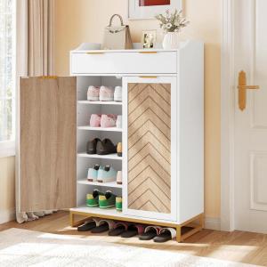 imageYITAHOME Shoe Cabinet Storage for Entryway 5Tier Shoe Cabinet with Drawer Large Capacity Entryway Shoe Storage Cabinet for HallwayCloset ampamp Living RoomWhite