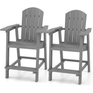 imageYITAHOME Tall Adirondack Chair Set of 2 Poly Bar Height Balcony Seating HIPS High Back Outdoor Chairs Bar Stools Lifeguard Chair for Balcony Deck Pool Patio BlackGrey