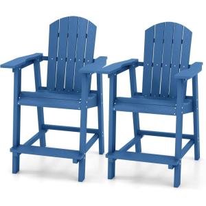 imageYITAHOME Tall Adirondack Chair Set of 2 Poly Bar Height Balcony Seating HIPS High Back Outdoor Chairs Bar Stools Lifeguard Chair for Balcony Deck Pool Patio BlackNavy Blue