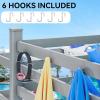 imageYITAHOME Pool Storage Bins with Towel Rack ampamp 6 Moveable Hooks Large Pool Noodle Holder Organizer Outdoor Waterproof Poolside Float Storage for Goggles Beach Balls Floats Equipment Light GrayGrey