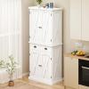 imageYITAHOME 72 Tall Kitchen Pantry Farmhouse Kitchen Storage Cabinets with Barn Doors Drawer and Adjustable Shelves Wood Cupboard for Kitchen Dining Room Bathroom WhiteWhite