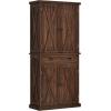imageYITAHOME 72 Tall Kitchen Pantry Farmhouse Kitchen Storage Cabinets with Barn Doors Drawer and Adjustable Shelves Wood Cupboard for Kitchen Dining Room Bathroom WhiteDark Rustic