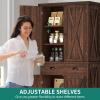 imageYITAHOME 72 Tall Kitchen Pantry Farmhouse Kitchen Storage Cabinets with Barn Doors Drawer and Adjustable Shelves Wood Cupboard for Kitchen Dining Room Bathroom WhiteDark Rustic
