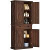 imageYITAHOME 72 Tall Kitchen Pantry Farmhouse Kitchen Storage Cabinets with Barn Doors Drawer and Adjustable Shelves Wood Cupboard for Kitchen Dining Room Bathroom WhiteDark Rustic