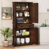 imageYITAHOME 72 Tall Kitchen Pantry Farmhouse Kitchen Storage Cabinets with Barn Doors Drawer and Adjustable Shelves Wood Cupboard for Kitchen Dining Room Bathroom WhiteDark Rustic