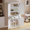 imageYITAHOME 72 Tall Kitchen Pantry Farmhouse Kitchen Storage Cabinets with Barn Doors Drawer and Adjustable Shelves Wood Cupboard for Kitchen Dining Room Bathroom WhiteWhite