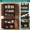imageYITAHOME 72 Tall Kitchen Pantry Farmhouse Kitchen Storage Cabinets with Barn Doors Drawer and Adjustable Shelves Wood Cupboard for Kitchen Dining Room Bathroom WhiteDark Rustic