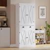 imageYITAHOME 72 Tall Kitchen Pantry Farmhouse Kitchen Storage Cabinets with Barn Doors Drawer and Adjustable Shelves Wood Cupboard for Kitchen Dining Room Bathroom WhiteWhite