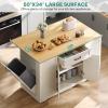 imageYITAHOME 50 Inch Rolling Kitchen Island with Trash Can Storage Cabinet ampamp Drop Leaf Portable Mobile Islands Table Long Floating Movable w Wheels Drawer Cabinet for 13 Gallon Garbage Bin Off WhiteRetro White