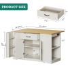 imageYITAHOME 50 Inch Rolling Kitchen Island with Trash Can Storage Cabinet ampamp Drop Leaf Portable Mobile Islands Table Long Floating Movable w Wheels Drawer Cabinet for 13 Gallon Garbage Bin Off WhiteRetro White