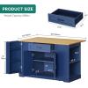 imageYITAHOME 50 Inch Rolling Kitchen Island with Trash Can Storage Cabinet ampamp Drop Leaf Portable Mobile Islands Table Long Floating Movable w Wheels Drawer Cabinet for 13 Gallon Garbage Bin Off WhiteNavy Blue