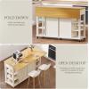 imageYITAHOME Kitchen Island with Drop Leaf 51 Inch Rolling Kitchen Cart with Trash Can Cabinet Americana Island Cart with Power Outlet Rolling Folding Extendable Dining Table with Open Shelves WhiteWhite Oak
