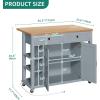 imageYITAHOME Kitchen Island with Drop Leaf 51 Inch Rolling Kitchen Cart with Trash Can Cabinet Americana Island Cart with Power Outlet Rolling Folding Extendable Dining Table with Open Shelves WhiteGray Blue