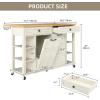imageYITAHOME Kitchen Island with Drop Leaf 51 Inch Rolling Kitchen Cart with Trash Can Cabinet Americana Island Cart with Power Outlet Rolling Folding Extendable Dining Table with Open Shelves WhiteWhite Oak