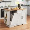 imageYITAHOME 50 Inch Rolling Kitchen Island with Trash Can Storage Cabinet ampamp Drop Leaf Portable Mobile Islands Table Long Floating Movable w Wheels Drawer Cabinet for 13 Gallon Garbage Bin Off WhiteOff White