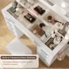 imageYITAHOME 46quot Glass Top Vanity Desk with Mirror with Lights Large Makeup Vanity Set with 10 Drawers ampamp Storage Stool Power Outlet Dressing Table with 3 Adjustable Light Modes Dressing Room White